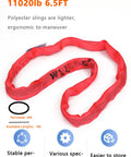 Round Sling 11020 Lbs 6.5 Ft Polyester Rigging Sling for hoist, red color, suitable for heavy duty lifting and industrial use.