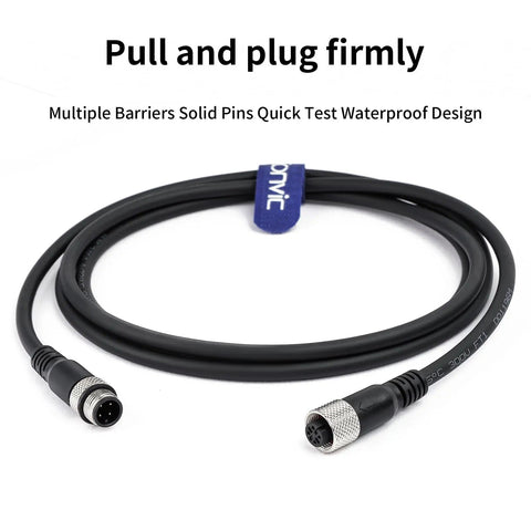 M12 A Code 4 Pin Sensor Cable Male To Female Straight Aviation Connector 5M Black Tough Pro Grade Industrial Molding Electrical Cable