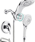 8 Spray Bathtub And Shower Faucet Combo With Dual Shower Heads And Slick Magnetic Handheld 2 In 1 Tub And Shower Trim Kit Chrome Finish Valve