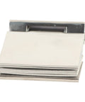 304 Stainless Steel Curved Glass Door Hinge Single Sided For 8 To 12mm Tempered Glass showing the hinge from the top perspective.