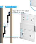 Heavy Duty Aluminum French Cleat Picture Hangers 2 Inch Z Clips with wall and picture bracket assembly illustration.