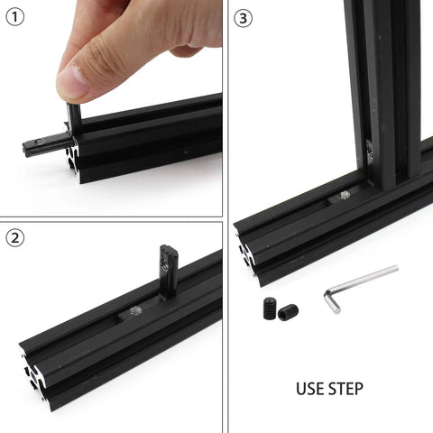 Installation of 20Pcs L Shape Corner Brackets for 20 Series Aluminum Extrusion with screws and wrench