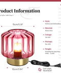 Mid Century Modern Table Lamp With Globe Smoke Grey Ribbed Glass Shade Gold Finish Dope Desk Nightstand Light For Bedside Bedroom Living Room And Office Decor Eye Catching Globe Style with pink glass and gold base with 59-inch cord
