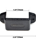 Dashboard Mount For Handheld Radios with Belt Clip No Fuss Install; front view showing dimensions 1.33x2.32 inches