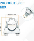 Two Pack U Bolt Exhaust Clamp Kit For Muffler And Exhaust Tip Pipes 26mm 1 Inch Galvanized Iron U Bolt Clamps product dimensions