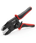 Ratcheting Wire Crimpers For 10 To 24 Awg Cables featuring no sweat jaws, ergonomic rubber handles and metric gauge scales.