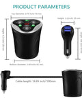 Straight Plug And Play 3 Way Cigarette Lighter Splitter With Triple Usb Car Charger 120W Heavy Duty displayed with dimensions on a white background.
