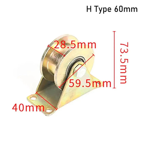 H Type 60mm roller with measurements showcasing size and design for smooth sliding door hardware upgrades.