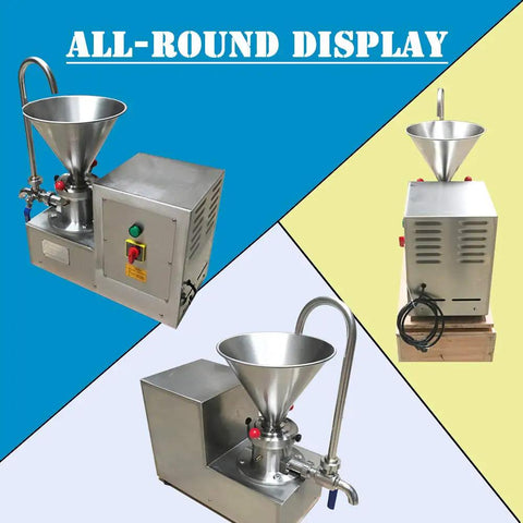 JMS60 Commercial Split Peanut Butter Maker Grinder Stainless Steel Mill, all-round view display.