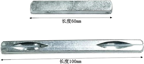 Two metal bars with measurements 60mm and 100mm, parts of Black Round Privacy Door Knobs Set In 304 Stainless Steel With Hidden Door Pulls And Chicago Screws