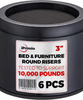 Heavy Duty Bed Risers 3 Inch Set Of 6 Round Furniture Risers Up To 10000 Lbs Per Leg Anti Slip Safe For Dorm Rooms Couches Tables And Desks Boost Storage And Elevation With Durable Sturdy Design packaging