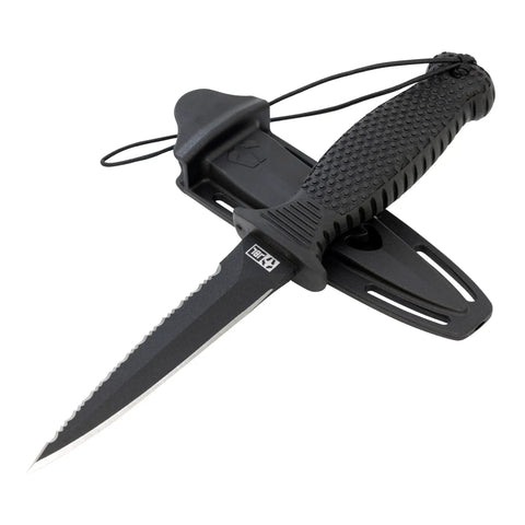Shiv X Dive Knife For Freediving Spearfishing And Diving With No Slip Rubber Grip Handle Stainless Steel Blade Molded Sheath And Double Edge