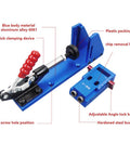 Pocket Hole Jig Wood Joinery Guide With Toggle Clamp And Step Drill Bit for easy DIY woodworking, detailed view.