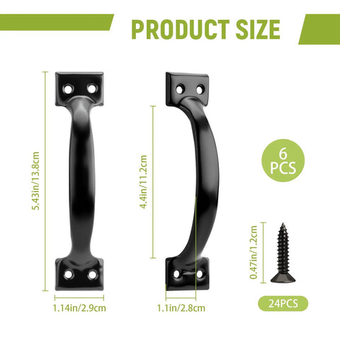 Product size of Six Pack 5.43 Inch Metal Gate Handle Replacement Kit Matte Black Barn Door Handles Exterior Drawer Cabinet Pulls Flush Hardware For Kitchen Windows Garage Closet