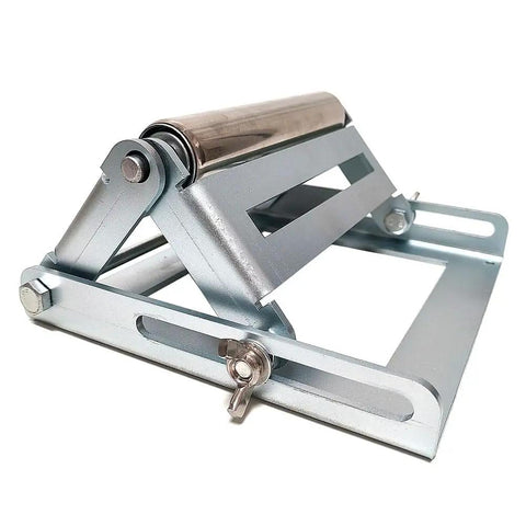 Front view of Beefy Miter Saw Roller Stand with heavy duty steel frame, 280 lb capacity, height adjustable, galvanized surface.