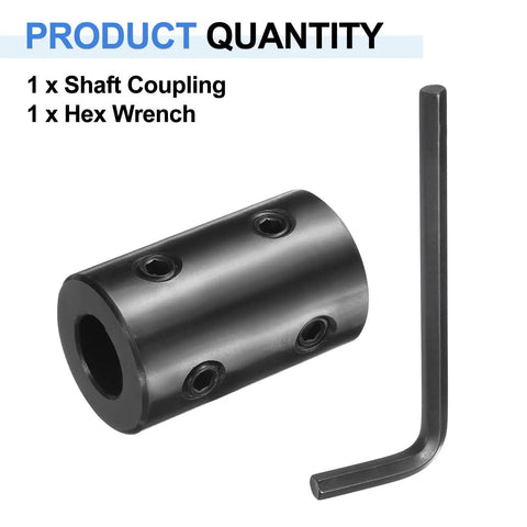 Rigid Shaft Coupling 5/8 Bore, 1-1/4 OD, 2 Inch Length, Black Oxide Steel, Set Screw Coupler With Hex Wrench for 3D Printers and Stepper Motors