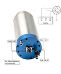 Premium Badass Water Cooled CNC Spindle Motor 5.5KW 24000RPM ER25 showing connection ports and wiring diagram on the motor's base.