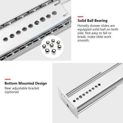 Heavy Duty 16 Inch Center Mount Drawer Slides Track With Silent Ball Bearings, Cold Rolled Steel, Zinc Plated Finish For Smooth Quiet Operation, 2 Pack bottom-mount slide with steel ball bearings