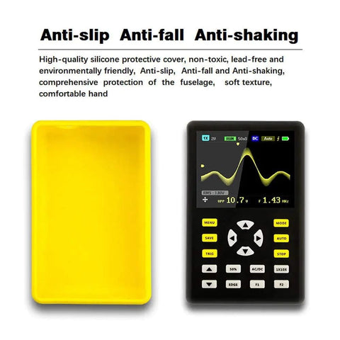 Handheld USB Digital Oscilloscope 5012H With 2.4 Inch IPS LCD 500MS Per Second Real Time Sampling 100MHz Bandwidth Waveform Storage On The Go Portable Pro Grade Scope Kit With Protective Case For Field And Lab Use with protective yellow case
