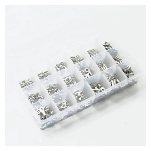 Fresh Assortment Of 360 Pcs Cold Naked Non Insulated Ring Fork O Y And U Type Terminals Kit With Crimped Cable Spade Connectors For Serious Electric Work, open organizer box
