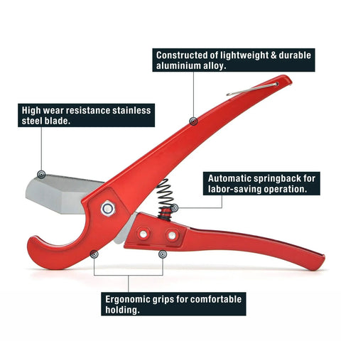 Multi Size Pex Pipe Cutter Up To 1 Inch Spring Loaded Stainless Steel Easy Clean Cuts No Burr Ultra Lightweight 0.15Kg Compact Red Handheld Tool Grab And Go Quick And Easy Pex Tubing Work