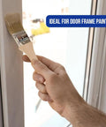 No Hassle One Inch Disposable Chip Brushes With Natural Bristles For Smooth As Butter Paint And Stain Touch Ups In A Twelve Pack Straight To Your Tool Shed Today, brush painting a door frame.