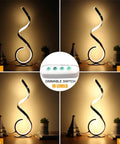 Spiral LED Table Lamp 10W With 3 Color Temperatures Dimmable Nightstand Desk Light For Living Room Bedroom Office Kids Room Black