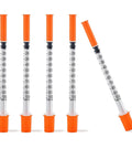 1 Ml Syringe With 31G Five Sixteenth Inch Needle Pack Of 30 Individually Wrapped Lab Tools For Quick Readouts And A Smooth Plunger Clear Scale And Airtight Inner Wall Perfect For Lab Work Medical Demos Or At Home Experiments. pack of 1 mL syringes with orange caps