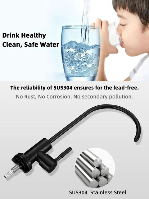 Superior Matte Black Water Filter Faucet Offers Easy Peasy Reverse Osmosis Setup For Kitchen Sink Straight Up crafted from solid lead free stainless steel with curved spout design.