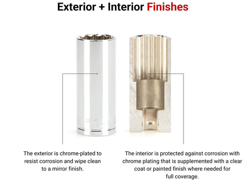Half Inch Drive Deep 1-1/4 Inch 12-Point Socket With Chrome Plated Exterior showing interior and exterior finishes