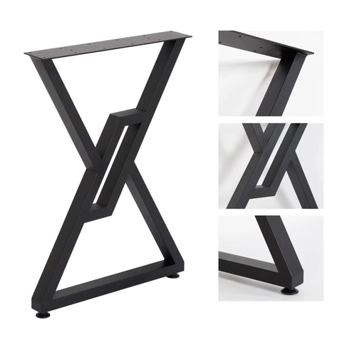 Heavy Duty Metal Table Legs 2 Pack 28 Inch High 20 Inch Wide Square Tube Iron Desk Legs Rustic Industrial Country Style For Dining Tables Office Desks
