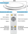 Diagram of 48W Dimmable LED Flush Mount Ceiling Light With Remote, 20 Inch, showing dimensions and control features.