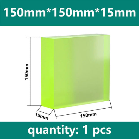 Rock Solid Polyurethane Block 150X150X15Mm Heavy Duty Urethane Spacer For Cnc Machining And Industrial Shop Workspaces, green view.