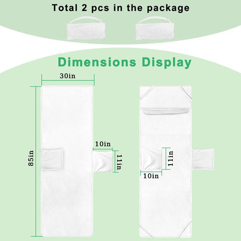 Oversized Lounge Chair Towel Cover Pack Of 2 With Pockets For Pool Beach Garden And Patio Chaise Lounge Covers 85 X 30 Inches White Terry Cloth For Spa And Poolside Relaxation At Home dimensions display