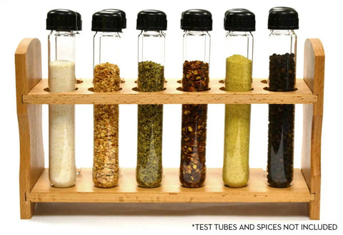 Beechwood Test Tube Rack, 9 Inch, holds 12 tubes with 20mm holes, rugged wooden lab gear for science class, test tubes not included