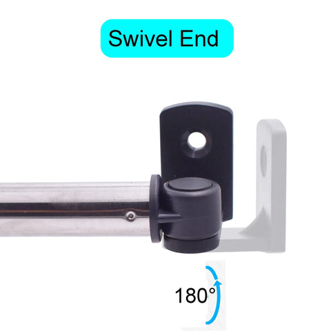 Type A Adjustable Swivel End Window Curtain Rod for 16 to 39.5 Inch Openings black finish 180-degree rotation detail