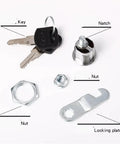 Components of Heavy Duty Desk Drawer Locks Set, 5 Pack With 2 Keys, Smooth Alloy Cabinet Locks For Office File Cabinets, 30mm