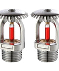 Top Shelf Quick Response Upright Fire Sprinkler Heads 155F 68C Half Inch NPT Thread showcase with red thermal glass bulb.