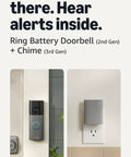 Real Deal Battery Wireless Doorbell Camera Bundle In Speckled Gray Finish With Kickin 2K Hd Video And Retinal 6X Zoom Plus Sweet Easy Setup And Included Wire Free Chime For Hefty Motion Alerts on wall with USB chime.