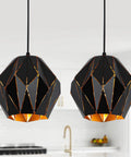 Black Industrial Pendant Lights For Kitchen Island With Geometric Diamond Shade in modern kitchen setting.