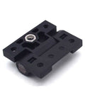 Close-up view of two pack black nylon adjustable torque hinge position control hinges for cabinets, furniture, woodworking, electronics.