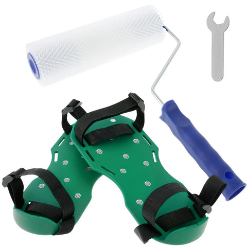 2 Pack Spiked Roller for Self Leveling Floors Multipurpose Cement and Epoxy Floor Tool Set with spike shoes and wrench