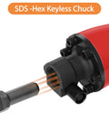 Close-up of SDS-Hex keyless chuck on 2200W Corded Electric Demolition Jack Hammer Drill Heavy Duty Concrete Breaker Kit