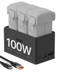 Three Bay 100W Fast Charging Hub for Mini 5/4/3 Series With Storage LED SOS, Charge Three Batteries in 47 Minutes visible