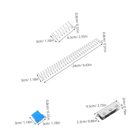 Fabric Cutter Flat Spring Holder For Cutting Machine Head Support, 5 Piece Set, metal parts with size measurements