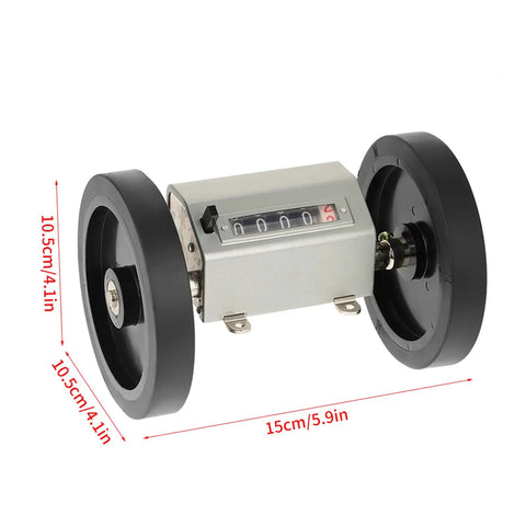 Zopsc 1pc Rolling Wheel 5 Digit Length Counter with black wheels and silver counter for accurate measurements.