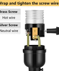 UL Listed E26 Lamp Socket Replacement With On Off Switch Knob, Beefy E26 And E27 Socket For Table And Floor Lamps, Easy Swap Lamp Repair Part, 2 Pack, Aluminum Interior, Supports Up To 250W 250V, wiring view