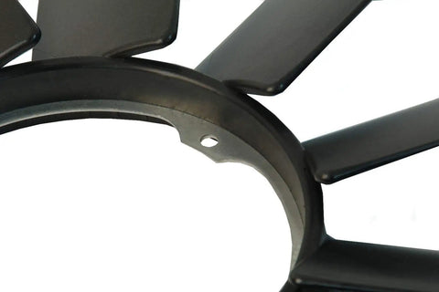 Durable Cooling Fan Blade Replacement close-up, black plastic material, bolt-on design for efficient cooling performance.