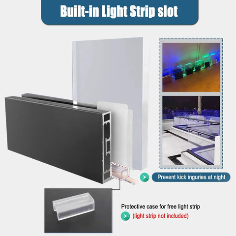 Solid As A Rock Silver Aluminum Glass Railing Spigot Clamps For Deck Balcony And Pool Fence Standoff Brackets with built-in light strip slot