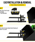 Installation steps for 43 Inch Clamp On Pallet Forks For Tractor Bucket And Front End Loader With Adjustable Stabilizer Bar